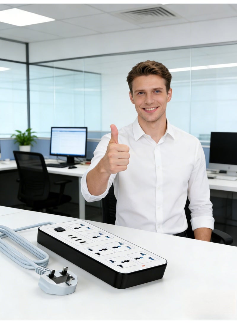 5M تمديد الحبل حامي قطاع الطاقة مع 6 منافذ ، 3 منافذ USB-A ، 1 منفذ USB-C ، قابس مسطح ، قابل للتركيب على الحائط ، مكتب USB محطة شحن ، مثالية لجميع الأجهزة الإلكترونية - Image 2